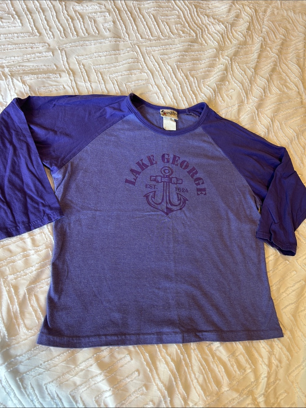 Walt Disney World Kids Lake George Purple Long Sleeves Raglan Shirt XL